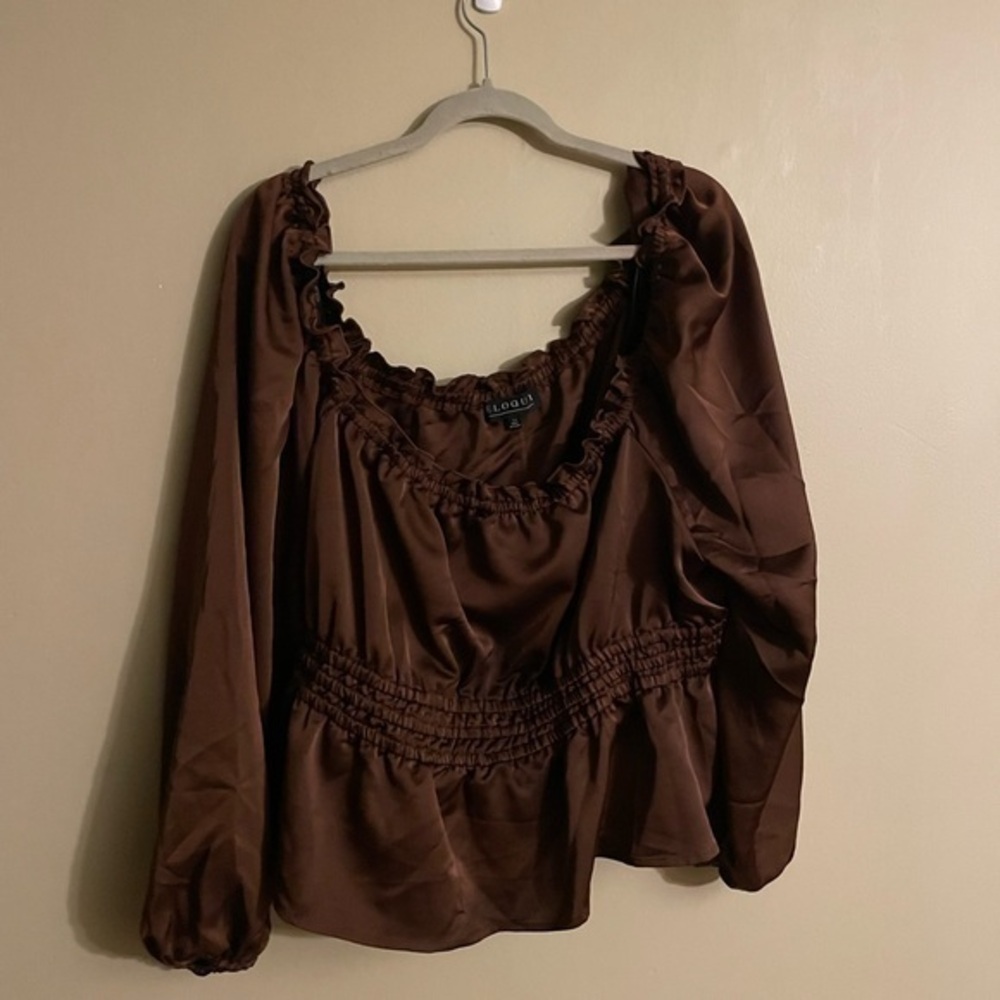 ELOQUII Women Plus Size Sateen Long Sleeve Top Size 24
